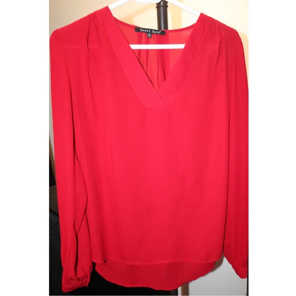 Red Long Sleeve Blouse - Picture 1 of 1
